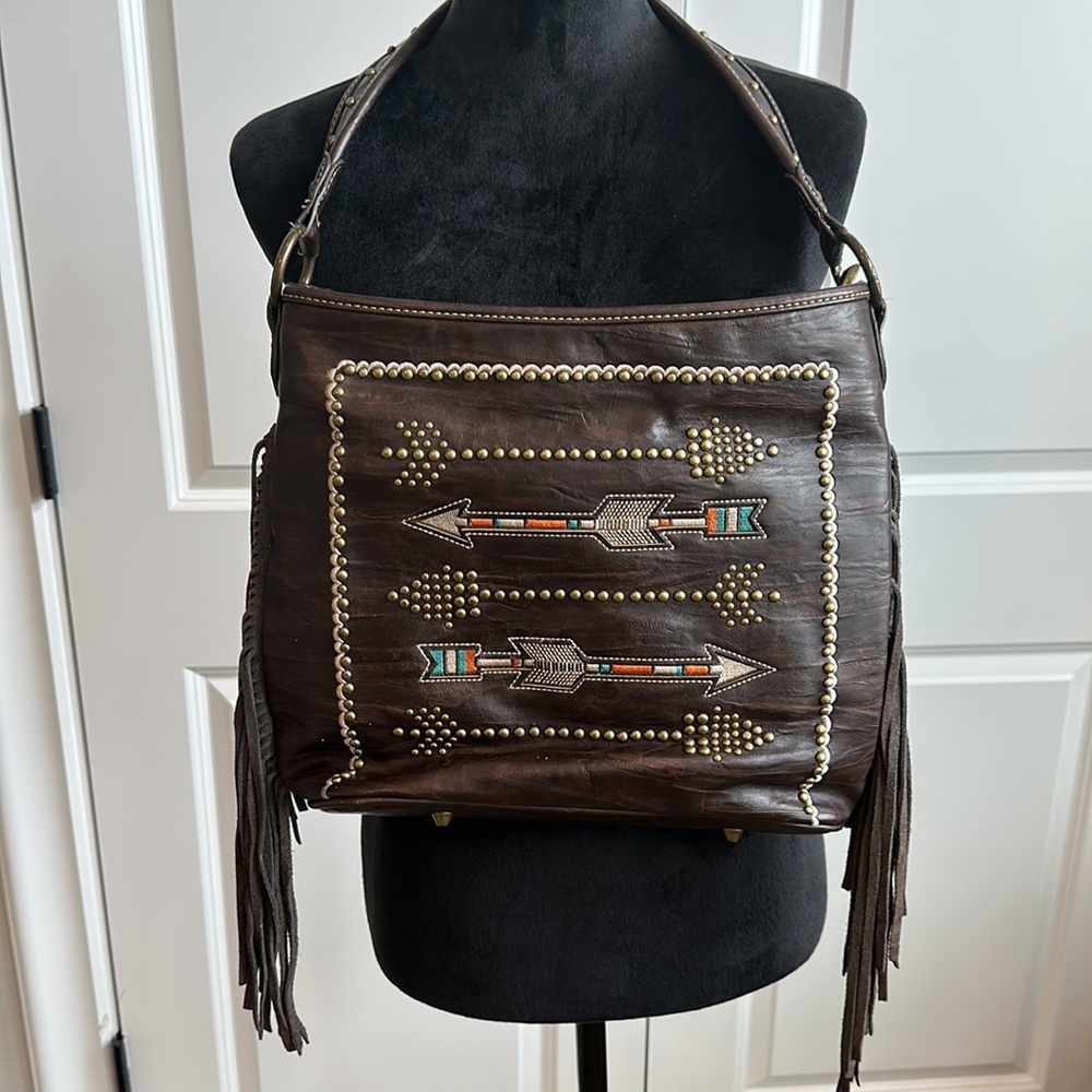Montana West Faux Leather  Tribal, Rustic, Fringed, Studded, Concealed Carry Bag